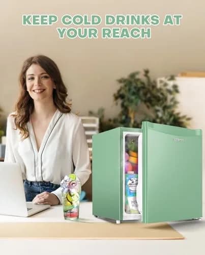 Upstreman 1.7 Cu.ft Mini Fridge with Freezer | Compact, Energy-Efficient, Mint Green thumbnail 9