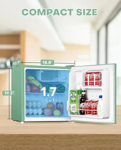 Upstreman 1.7 Cu.ft Mini Fridge with Freezer | Compact, Energy-Efficient, Mint Green thumbnail 2
