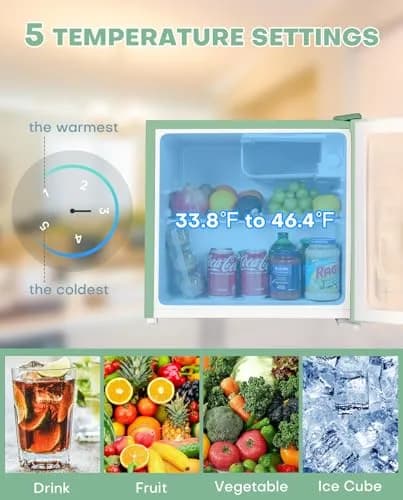 Upstreman 1.7 Cu.ft Mini Fridge with Freezer | Compact, Energy-Efficient, Mint Green thumbnail 3