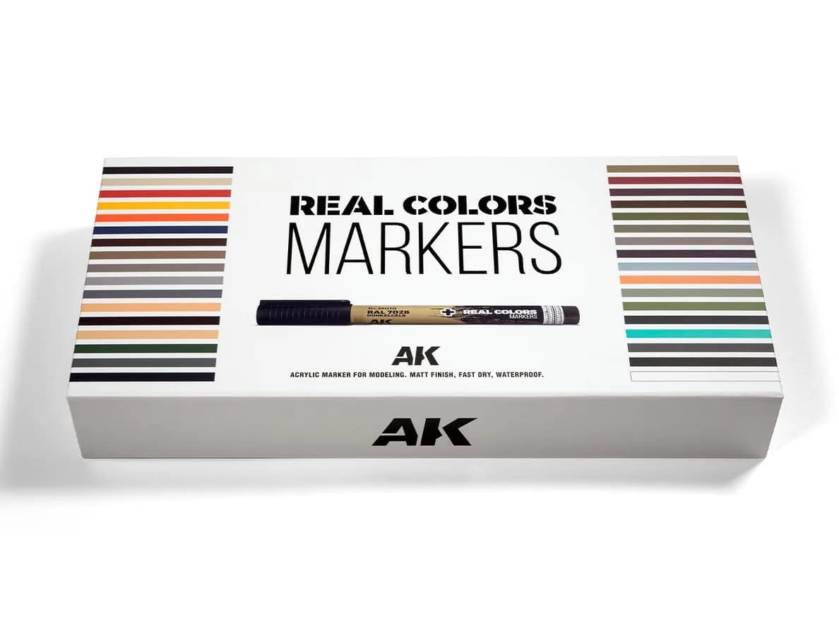 AK Interactive Special Box 34 Real Colors Markers | High Coverage Acrylic Model Paints (1 Count, 34 Colors)