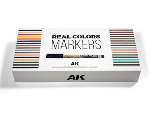 AK Interactive Special Box 34 Real Colors Markers | High Coverage Acrylic Model Paints (1 Count, 34 Colors) thumbnail 1