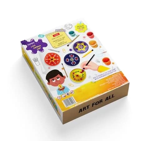 LIGHTHOUSE Artful Diya Decoration Kit | Paint Your Own Festive Decoration | 4 Mitti Diyas, Colors & Brush Included thumbnail 7
