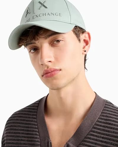 Armani Exchange Men's Baseball Hat with Embroided Logo, Green Milieu/Agave, One Size | Breathable Cotton, Adjustable Fit thumbnail 3