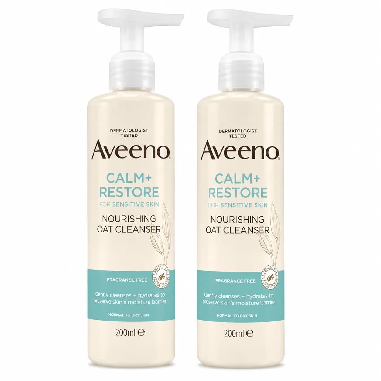 Aveeno Calm + Restore Nourishing Oat Cleanser 7.8oz (15.6 fl oz) | Gentle Hydration for Sensitive Skin — 7.8 Fl Oz