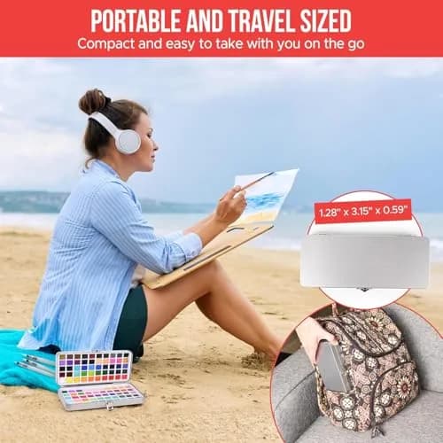 Art Vista Premium Watercolor Paint Set Bundle with 100 Vibrant Colors & Accessories | Non-Toxic, Portable Metal Case thumbnail 7