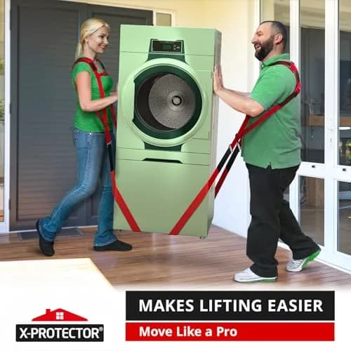 X-Protector Red Lifting Straps (2 Pairs, 1000 lbs Capacity) | Move Heavy Furniture & Appliances Safely thumbnail 6