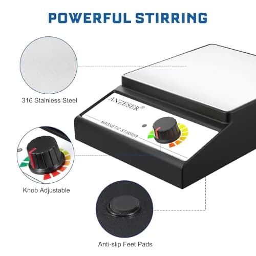 ANZESER Magnetic Stirrer w/Stir Bar, 3000mL Capacity, 3000 RPM | Lab-Grade Mixing for Homebrew & Science thumbnail 4