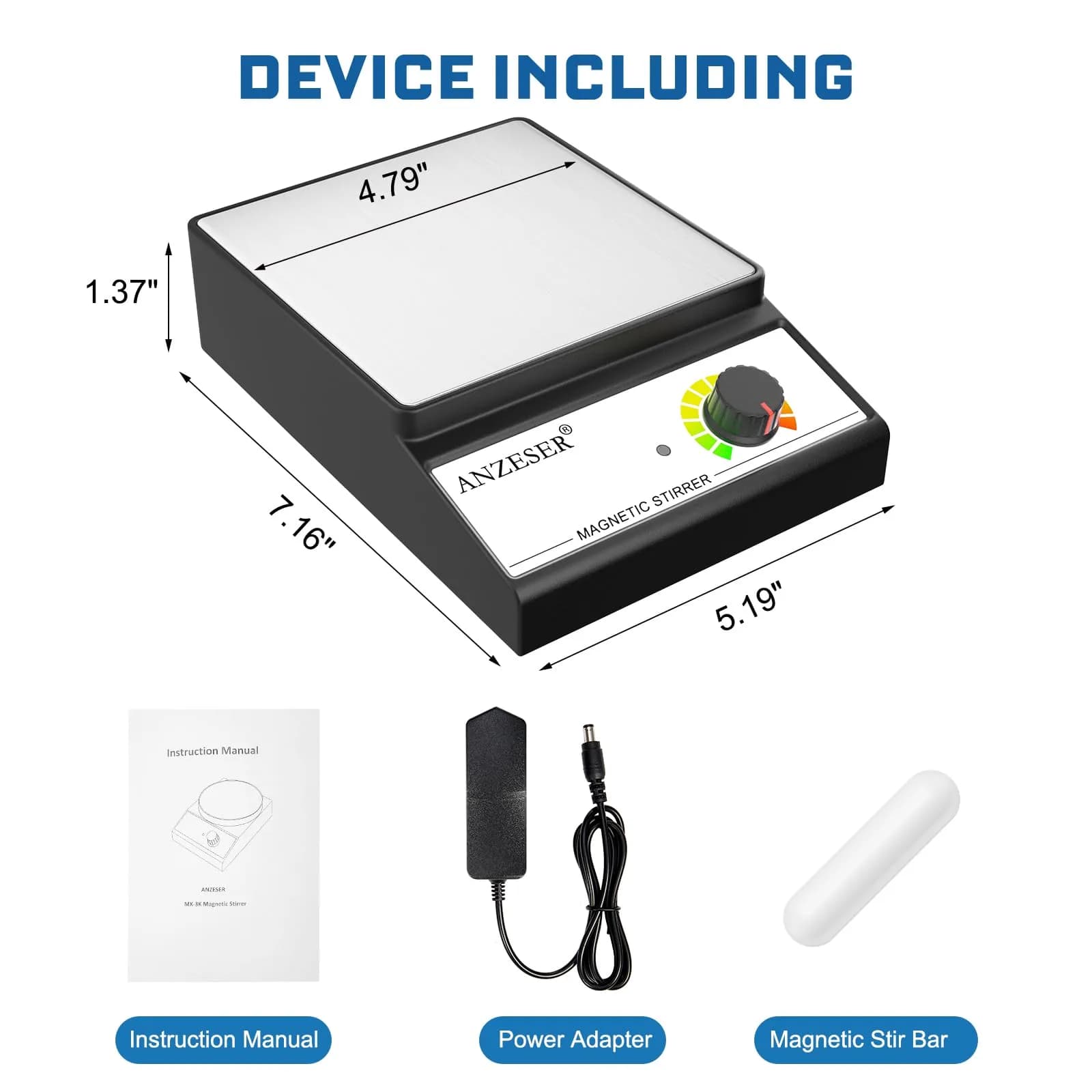 ANZESER Magnetic Stirrer w/Stir Bar, 3000mL Capacity, 3000 RPM | Lab-Grade Mixing for Homebrew & Science - view 5