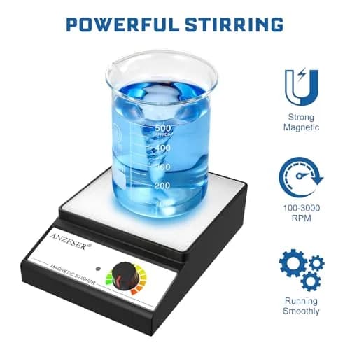 ANZESER Magnetic Stirrer w/Stir Bar, 3000mL Capacity, 3000 RPM | Lab-Grade Mixing for Homebrew & Science thumbnail 2