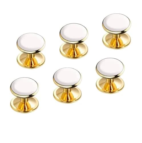 VAMA Gold Plated White Cufflinks 11mm x 10mm | Classic Formal Men’s Accessory thumbnail 1