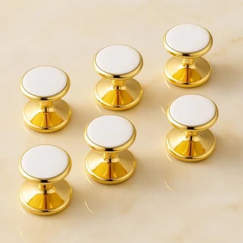 VAMA Gold Plated White Cufflinks 11mm x 10mm | Classic Formal Men’s Accessory thumbnail 6
