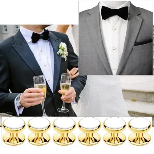 VAMA Gold Plated White Cufflinks 11mm x 10mm | Classic Formal Men’s Accessory thumbnail 2