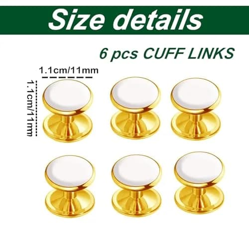 VAMA Gold Plated White Cufflinks 11mm x 10mm | Classic Formal Men’s Accessory thumbnail 3