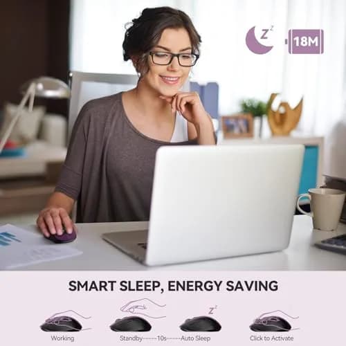 TECKNET 2-in-1 Bluetooth Mouse (BT 5.0/3.0+2.4Ghz), 6-Level 4000 DPI-Purple | Dual-Mode Wireless Control for Laptop & PC thumbnail 5