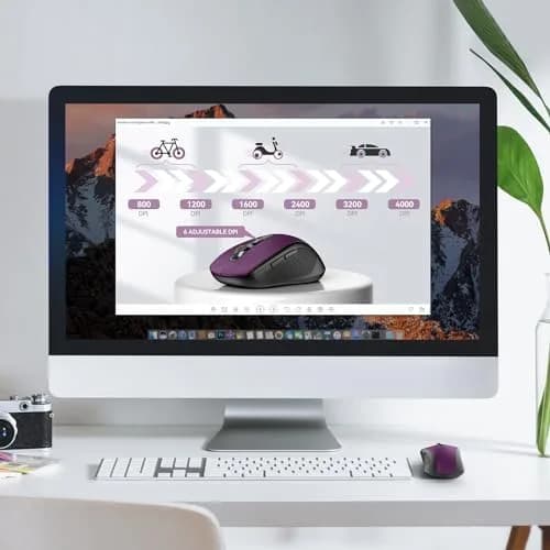 TECKNET 2-in-1 Bluetooth Mouse (BT 5.0/3.0+2.4Ghz), 6-Level 4000 DPI-Purple | Dual-Mode Wireless Control for Laptop & PC thumbnail 3