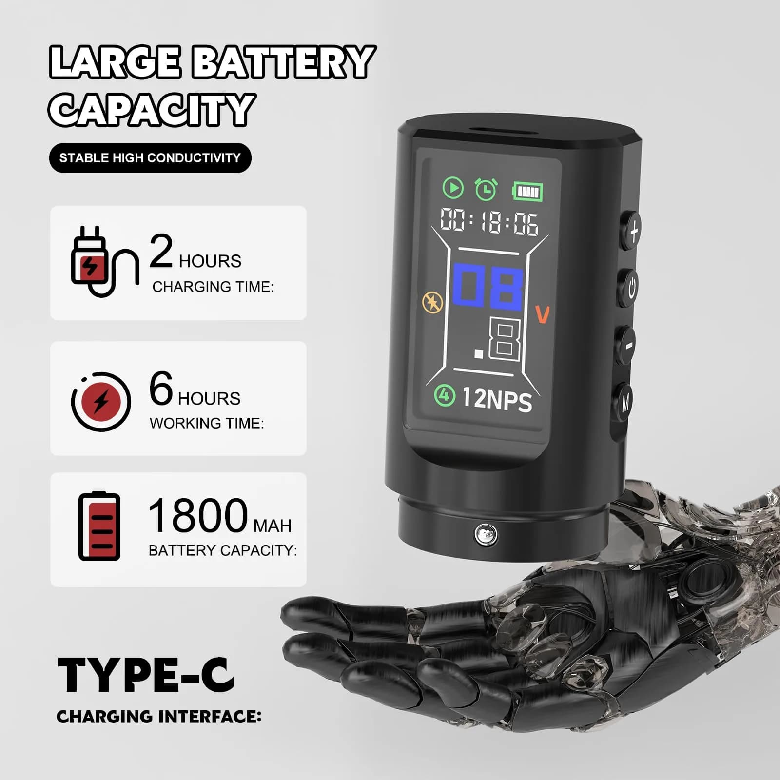 Wormhole Saros Wireless Tattoo Pen Kit with Dotwork Mode, 1800mAh Battery | Complete Beginner Tattoo Set - view 5