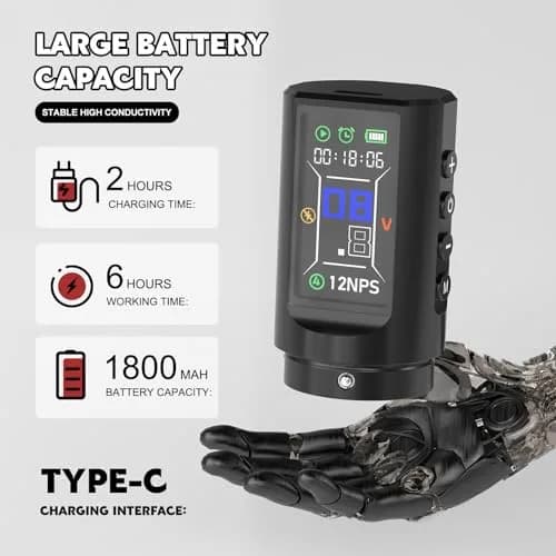 Wormhole Saros Wireless Tattoo Pen Kit with Dotwork Mode, 1800mAh Battery | Complete Beginner Tattoo Set thumbnail 5
