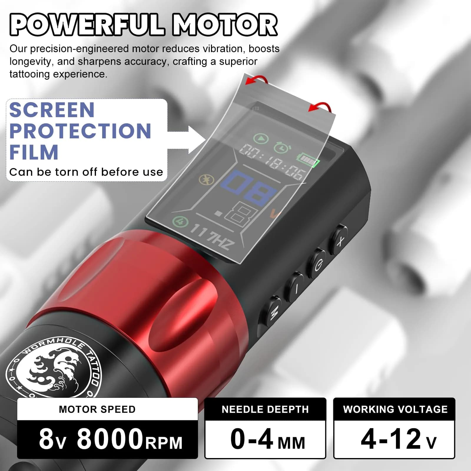 Wormhole Saros Wireless Tattoo Pen Kit with Dotwork Mode, 1800mAh Battery | Complete Beginner Tattoo Set - view 2