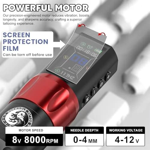 Wormhole Saros Wireless Tattoo Pen Kit with Dotwork Mode, 1800mAh Battery | Complete Beginner Tattoo Set thumbnail 2