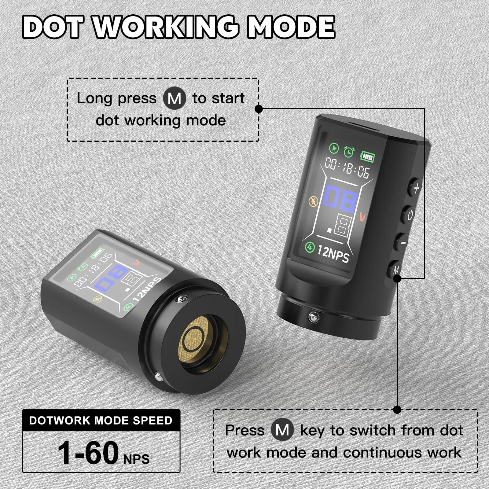Wormhole Saros Wireless Tattoo Pen Kit with Dotwork Mode, 1800mAh Battery | Complete Beginner Tattoo Set - view 3