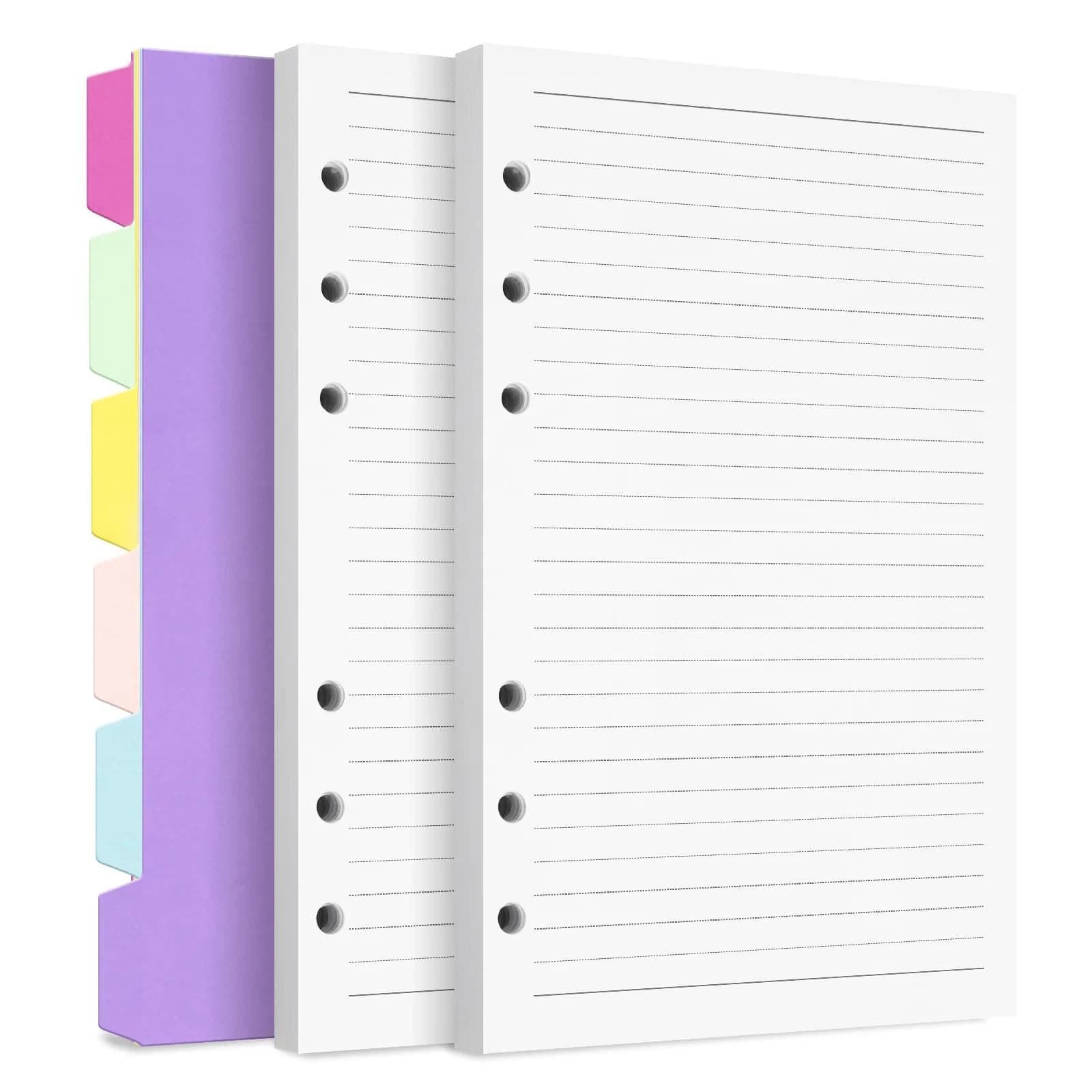 Billtigif A5 Refill Paper 14.2cm x 21cm (5.6" x 8.3") with 6 Tab Dividers, 240 Writing Sides | Smooth Ink Flow Acid-Free Paper