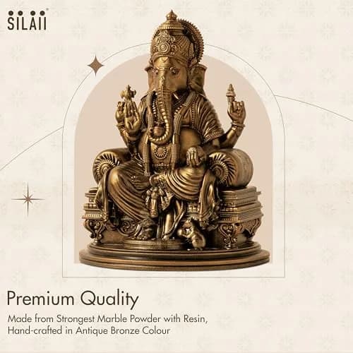 SILAII Lord Ganesha Divine Sculpture 15.24 cm (6 Inches) | Handmade Idol for Spiritual and Gifting thumbnail 4