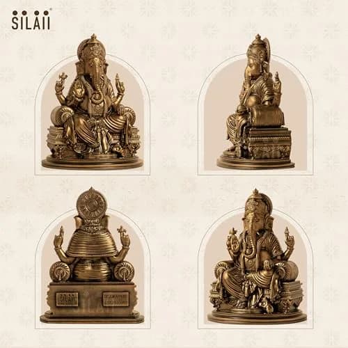 SILAII Lord Ganesha Divine Sculpture 15.24 cm (6 Inches) | Handmade Idol for Spiritual and Gifting thumbnail 5