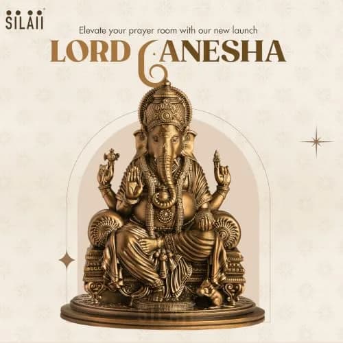 SILAII Lord Ganesha Divine Sculpture 15.24 cm (6 Inches) | Handmade Idol for Spiritual and Gifting thumbnail 1