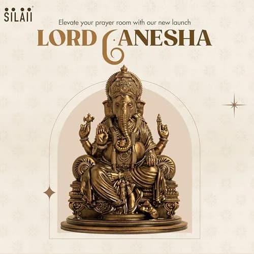 SILAII Lord Ganesha Divine Sculpture 15.24 cm (6 Inches) | Handmade Idol for Spiritual and Gifting thumbnail 7
