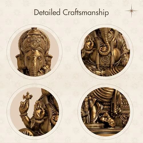 SILAII Lord Ganesha Divine Sculpture 15.24 cm (6 Inches) | Handmade Idol for Spiritual and Gifting thumbnail 2