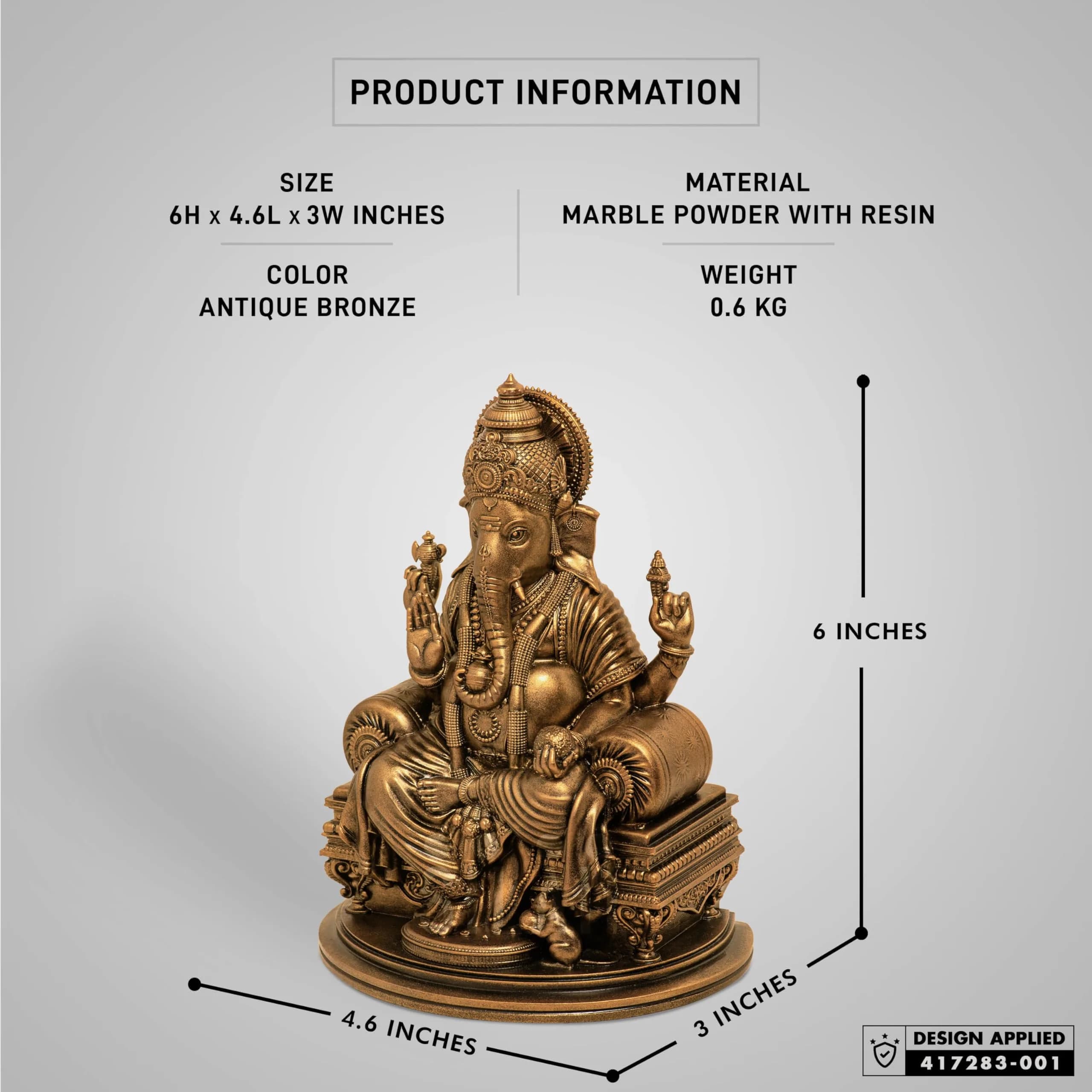 SILAII Lord Ganesha Divine Sculpture 15.24 cm (6 Inches) | Handmade Idol for Spiritual and Gifting - view 3