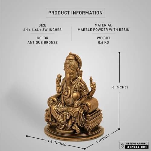 SILAII Lord Ganesha Divine Sculpture 15.24 cm (6 Inches) | Handmade Idol for Spiritual and Gifting thumbnail 3