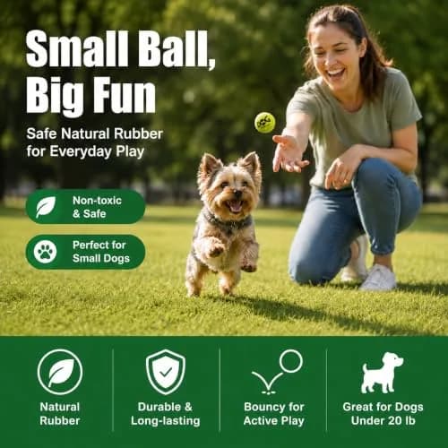 INSUM Small Tennis Balls for Dogs 6 Pack 2.0" Squeaky Dog Balls for Small Dogs | Bright Colors & High Bounce thumbnail 5