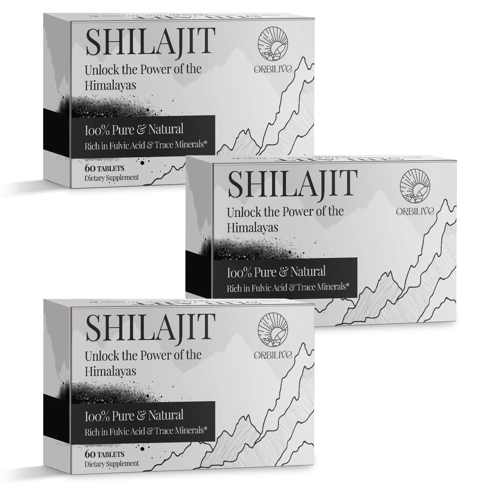ORBILIVE Shilajit Tablets 1000 MG | Himalayan Organic, Rich in Fulvic Acid & Trace Minerals for Energy & Immunity (70-120 chars) — Tablet