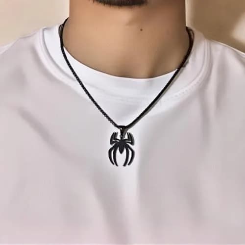 RZCXBS Spider Necklace for Men and Women Black Pendant Chain Jewelry | Futuristic Design thumbnail 2