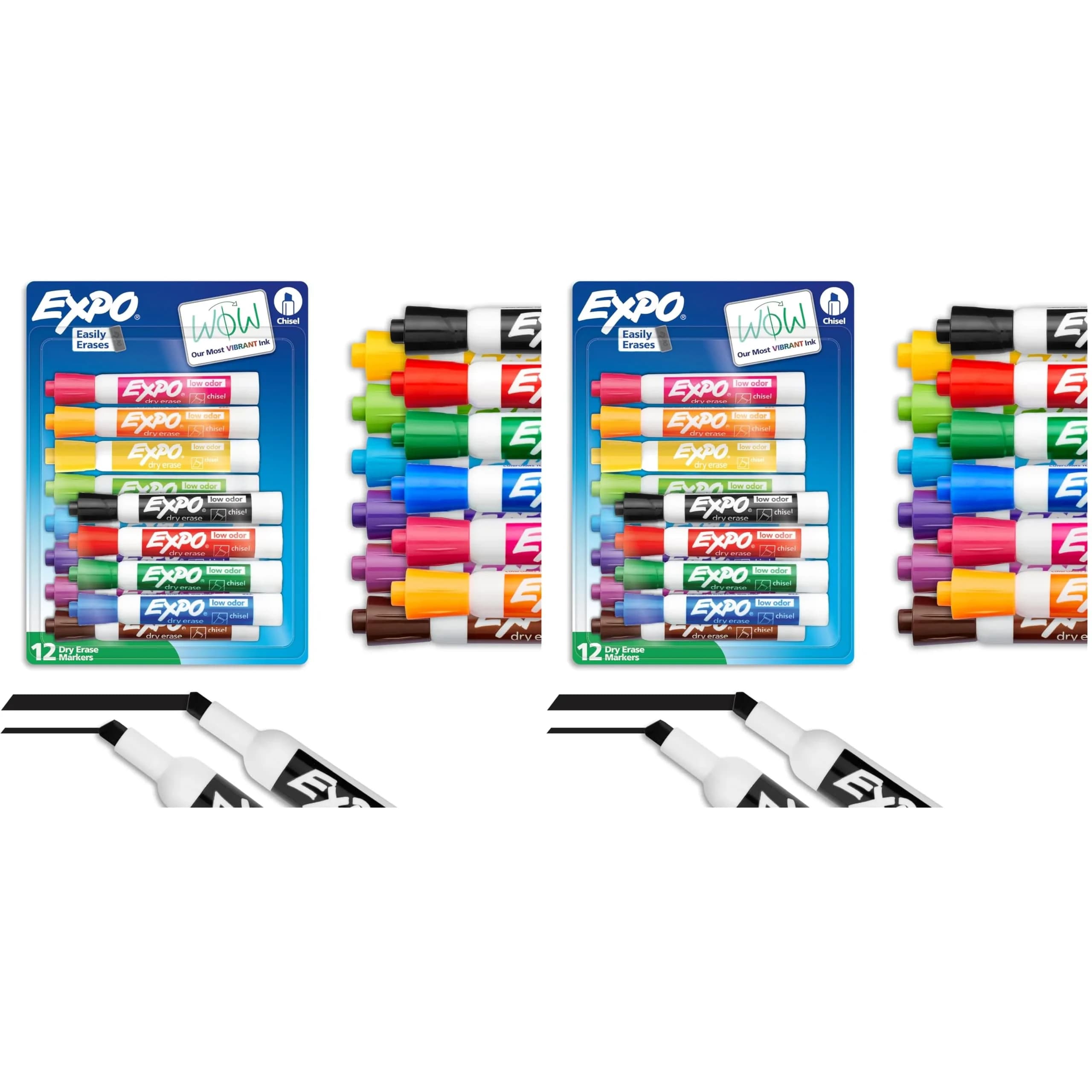 EXPO Low Odor Dry Erase Markers, Assorted Colors, Chisel Tip, 24 Count | Vibrant Ink for Whiteboards & Non-Porous Surfaces