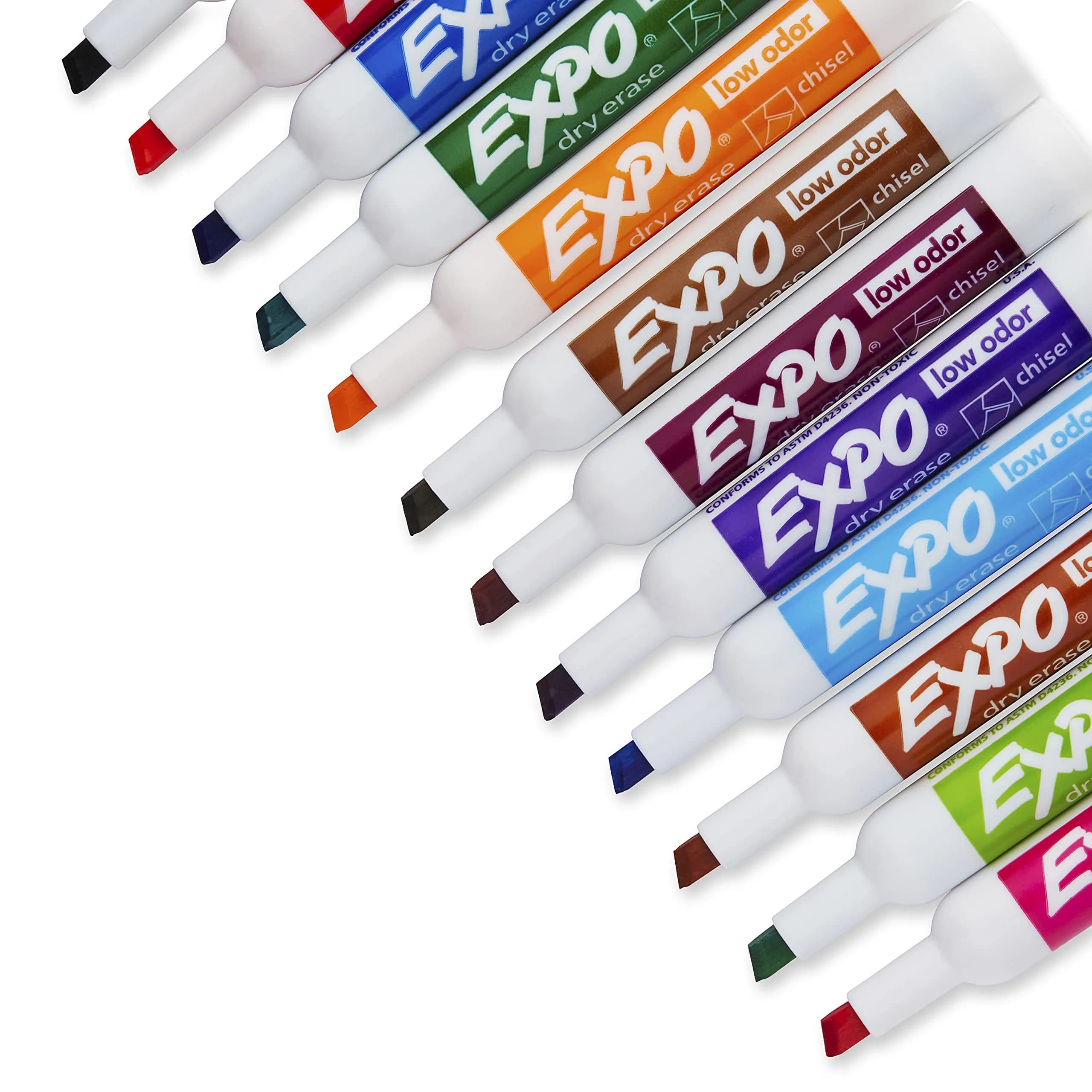 EXPO Dry Erase Markers, Low Odor Ink, Assorted Colors, Chisel Tip, Pack of 24 | Vibrant Ink for Whiteboards & Beyond - view 2