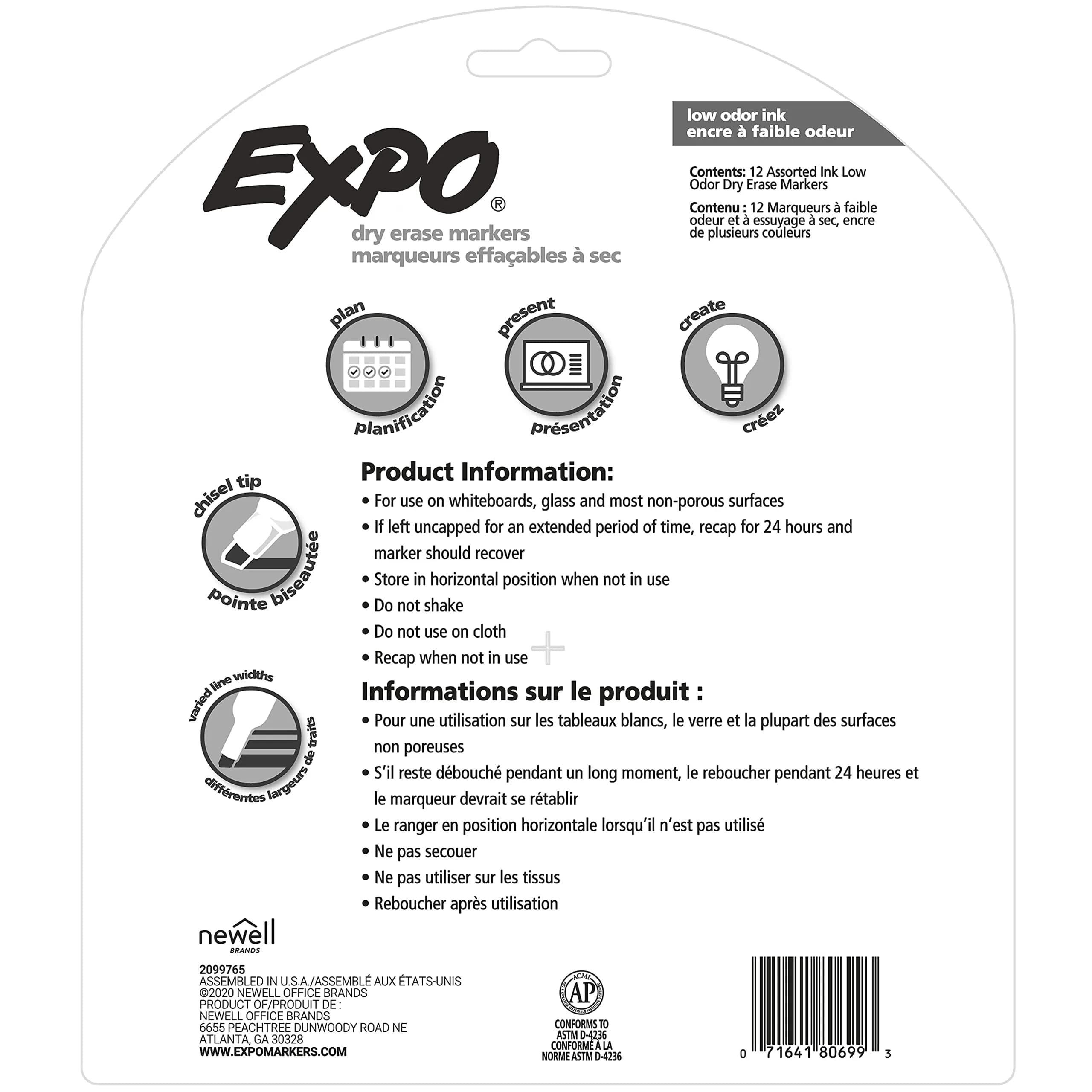 EXPO Dry Erase Markers, Low Odor Ink, Assorted Colors, Chisel Tip, Pack of 24 | Vibrant Ink for Whiteboards & Beyond - view 8