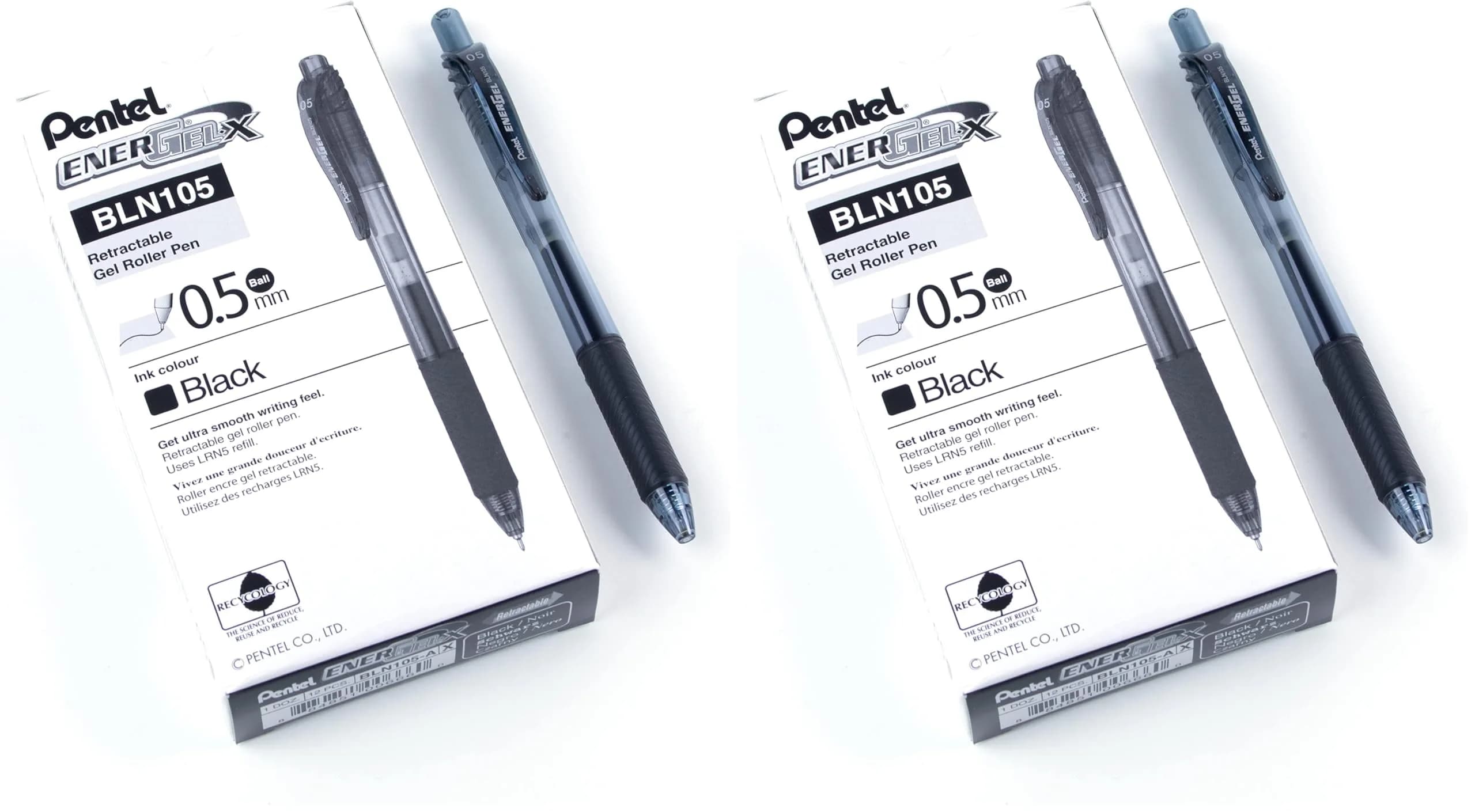 Pentel EnerGel-X Retractable Liquid Gel Pen, 0.5mm Fine Point, Black, Pack of 24 | Smooth Writing Gel Pens — Pack of 24