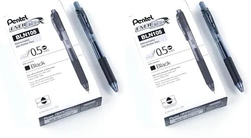 Pentel EnerGel-X Retractable Liquid Gel Pen, 0.5mm Fine Point, Black, Pack of 24 | Smooth Writing Gel Pens thumbnail 1
