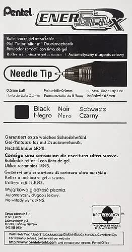 Pentel EnerGel-X Retractable Liquid Gel Pen, 0.5mm Fine Point, Black, Pack of 24 | Smooth Writing Gel Pens thumbnail 2