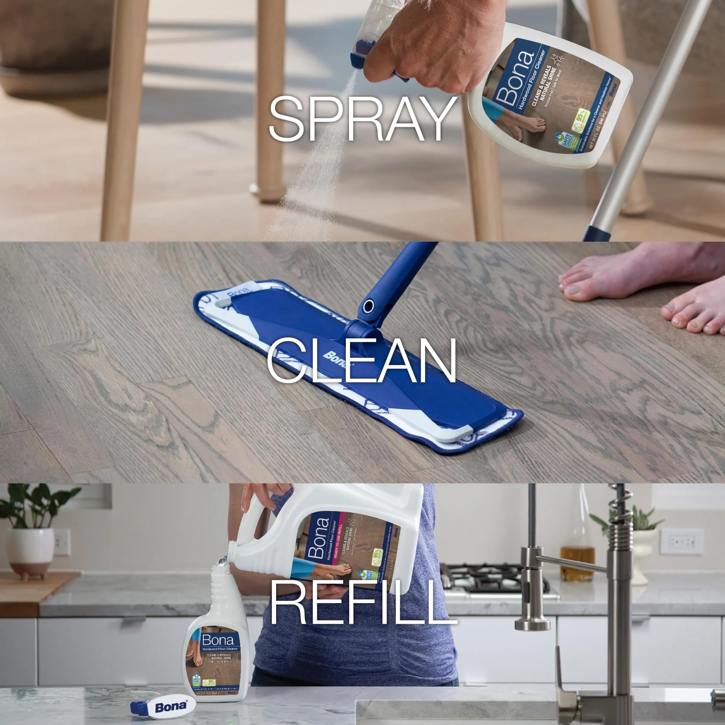 Bona Hardwood Floor Cleaner Spray (2x32 fl oz) | Residue-Free Wood Floor Solution - view 3