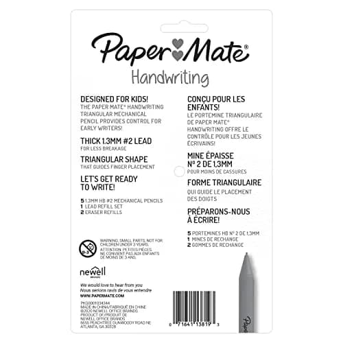 Paper Mate Handwriting Triangular Mechanical Pencil Set with Lead & Eraser Refills, 1.3mm, Assorted Colors, 2-Pack | Smooth Ink Flow thumbnail 8