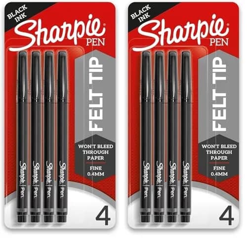 Sharpie Felt Tip Pens Fine Point 0.4mm | Precise, Quick-Dry, Fade-Resistant (4-pack of 2) thumbnail 1