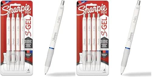 Sharpie S-Gel Gel Pens 4 Count | Medium Point (0.7mm) Assorted Ink Colors, White Barrel thumbnail 1