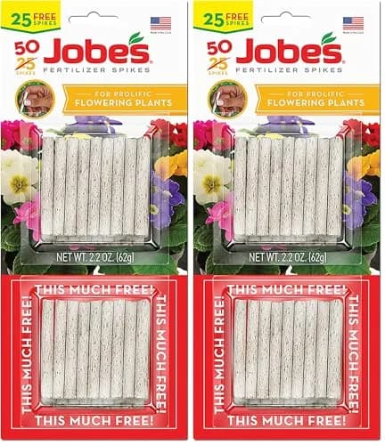 Jobe's Organics Flowering Plant Fertilizer Spikes 10-10-4, 100 Spikes (2 x 50-Count Packs) | For Indoor Flowering Houseplants thumbnail 1