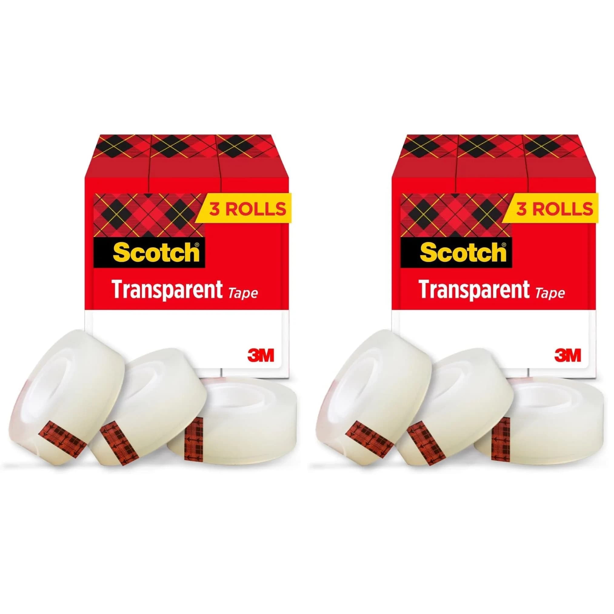 Scotch Transparent Tape with C60 Desktop Dispenser, 3/4 x 1000 Inches | Classic Glossy Finish, 12 Rolls + Dispenser — 3 Rolls