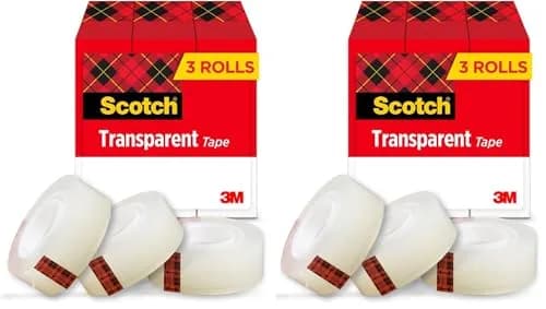 Scotch Transparent Tape 3/4 in x 1000 in Rolls | 6 Rolls (Pack of 2) | Clear Adhesive Tape for Office & Home Use thumbnail 1