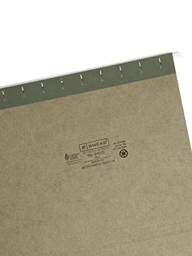Smead Hanging File Folders Letter Size Standard Green 25 per Box (Pack of 4) | 11 pt. Stock, 10% Recycled Content thumbnail 3