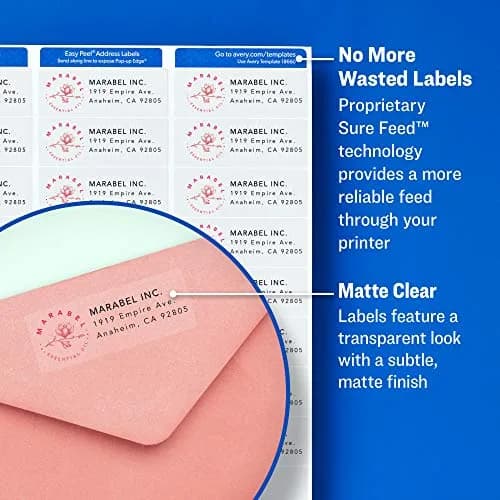 Avery Matte Clear Return Address Labels 0.5" x 1.75" (10,000 Labels Total) | Sure Feed Technology for Laser Printers thumbnail 2